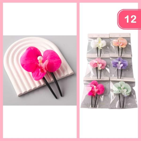 Artificial Orchid Pearl Hair Pin (12 Units)