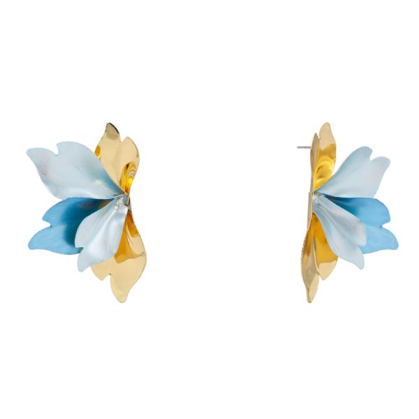Fabric Flower Petal Statement Stud Earring