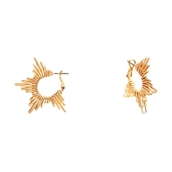 METAL SUNBURST SPIKE HOOP EARRING