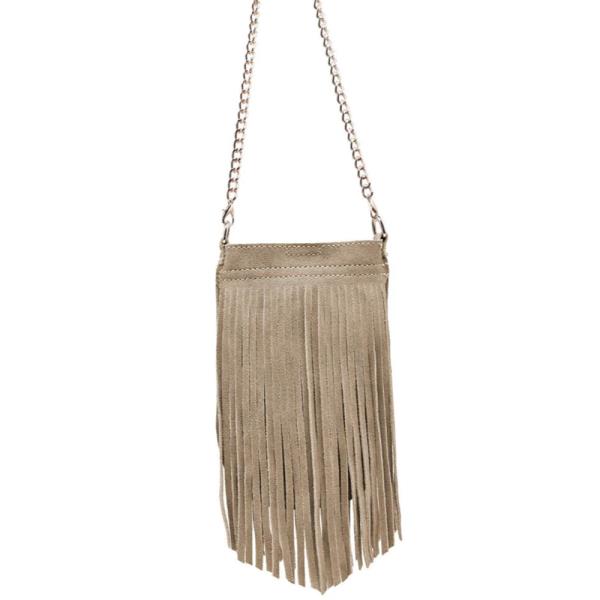Long Suede Fringe Design River Crossbody Bag