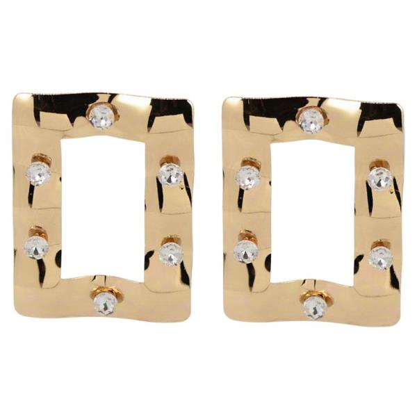 Square Metal Rhinestone Statement Post Earrings