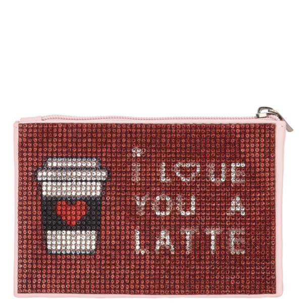 I Love You a Latte Rhinestone Coin Purse Bag
