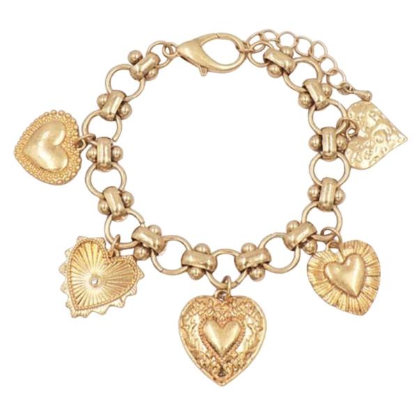 Heart Multi Charm Chain Bracelet