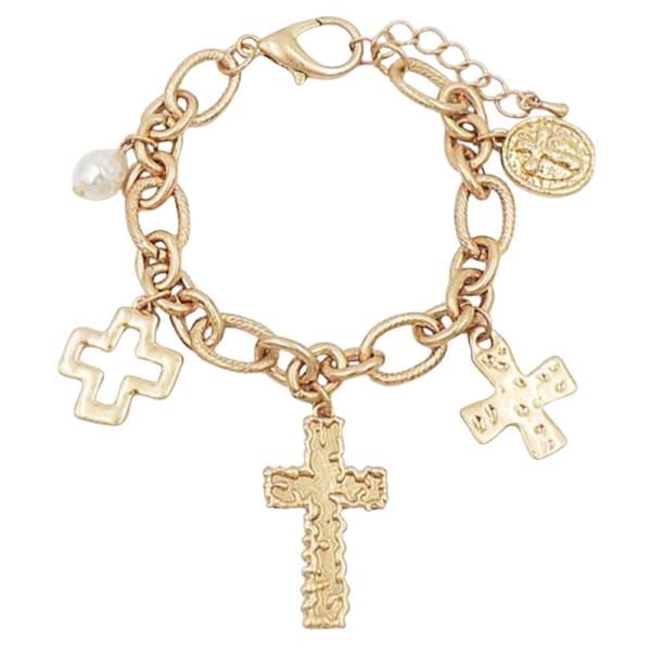 Cross Multi Charm Chain Bracelet