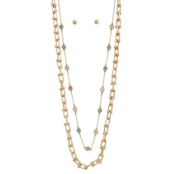 2 Layered Tiffany Chain 5mm Necklace Earring Set