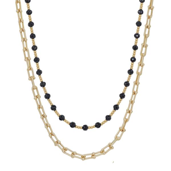 15" 17" Tiffany Chain Beads 2 Layered Necklace