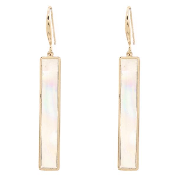 Rectangular Mother of Pearl Fish Hook Earrings
