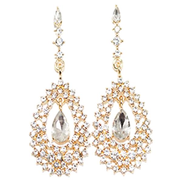 Crystal Stone Teardrop Drop Earring