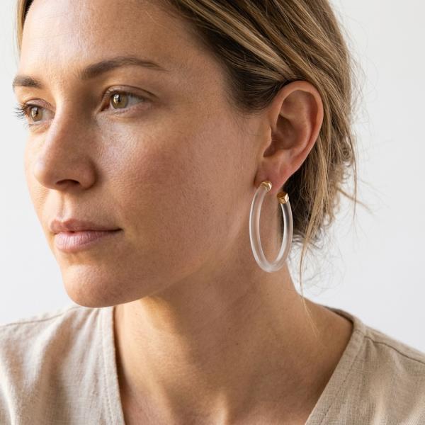 CLEAR ACRYLIC HOOP EARRINGS