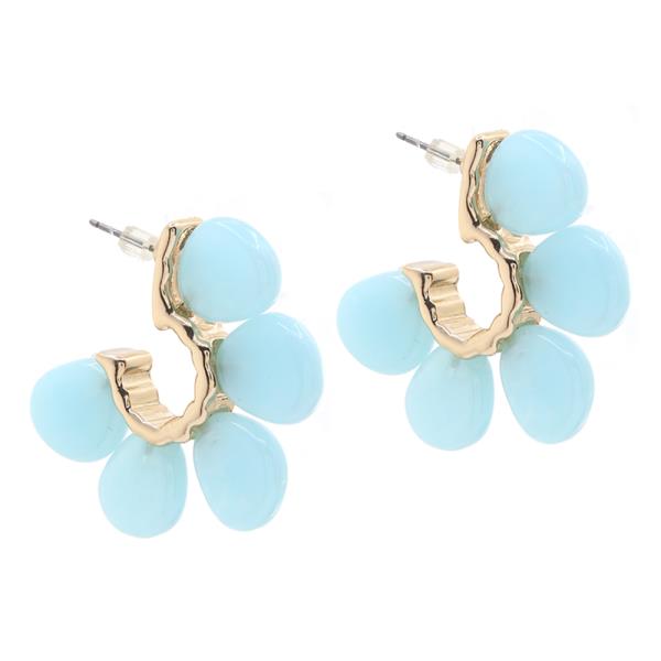 RESIN FLOWER HOOP EARRING