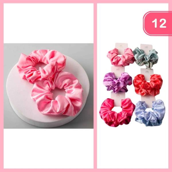 Crinkle Satin Mix Hair Scrunchie (12 Units)