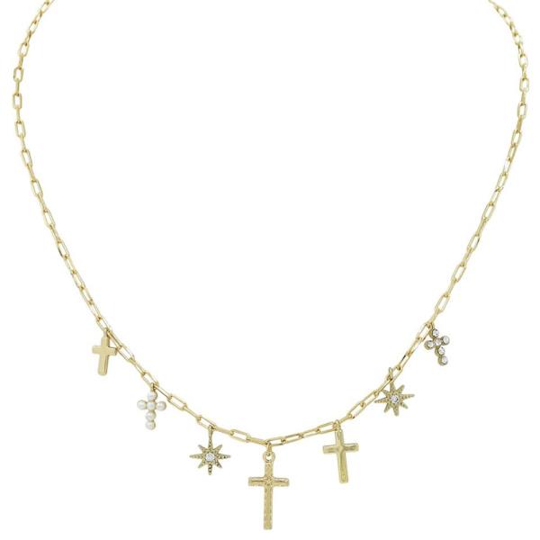 Multi Cross Charm Necklace
