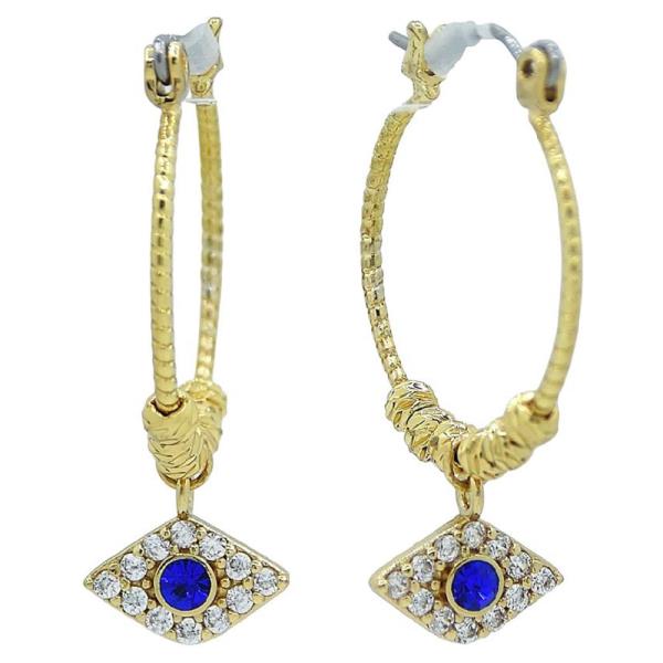 Round W Evil Eye Pendant Earring