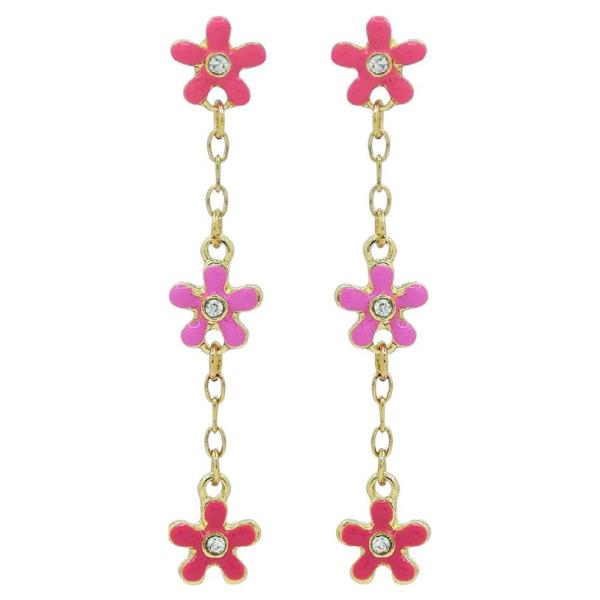 3 Flower in Chain Dangle Earring