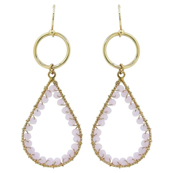 Round Tear Drop Glass Beaded Dangle Earring
