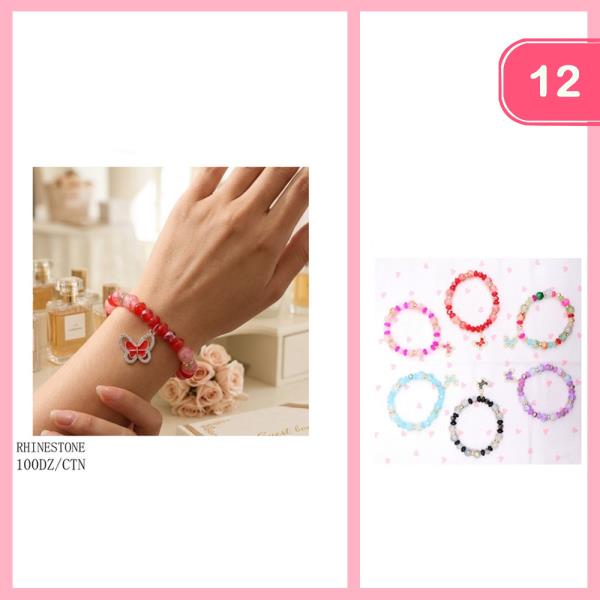 Beaded Butterfly Charm Bracelets (12 Units)