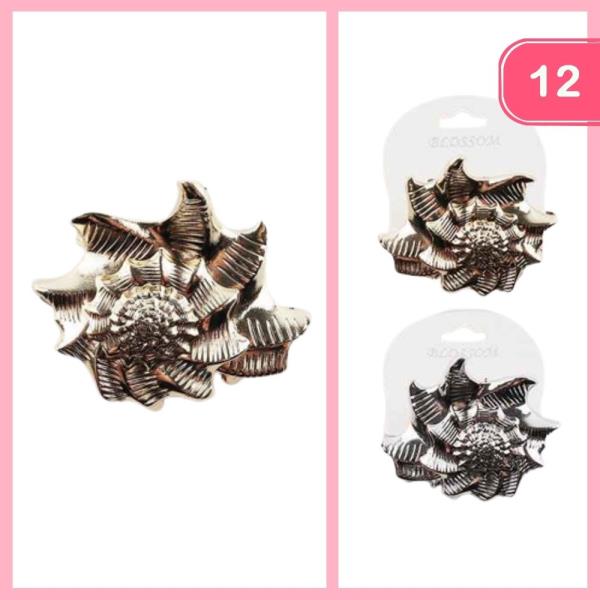 Metal Flower Hair Claw Clip (12 Units)