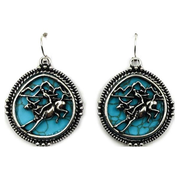Western Bull Round Dangle Earring