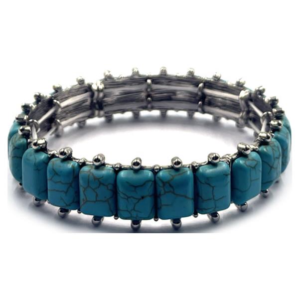 Rectangular Semi Precious Stone Stretch Bracelet