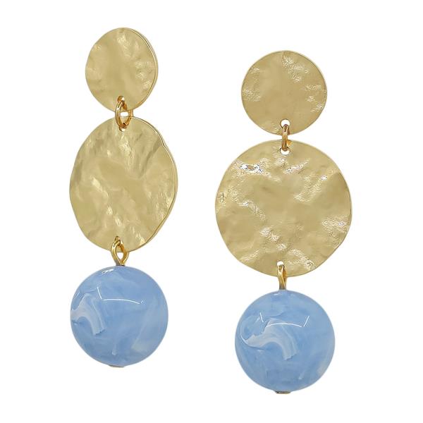 1 8" 3 Metal 14mm Resin Bead Post Earrings