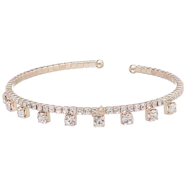 Rhinestone Round Stone Wire Bracelet