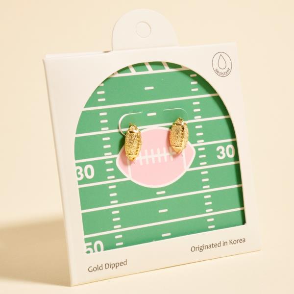 Football Shaped Gold Dipped 925 Silver Earring