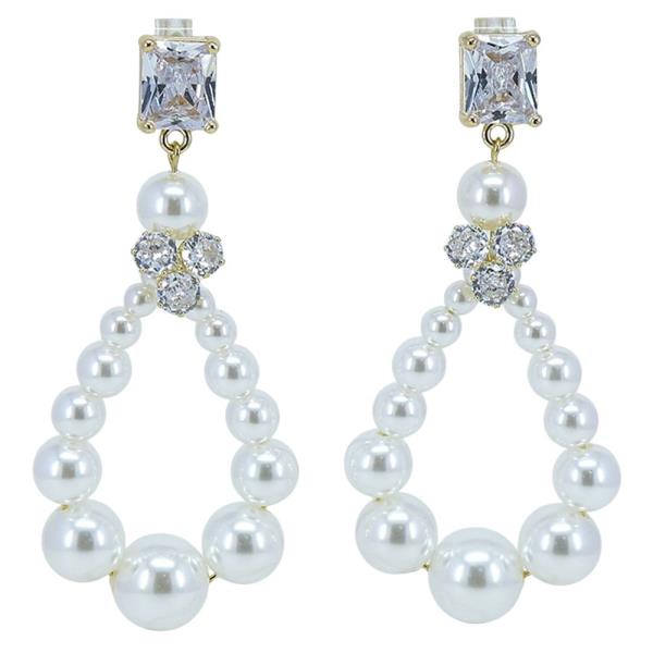 Crystal Rhinestone Teardrop Pearl Drop Earring