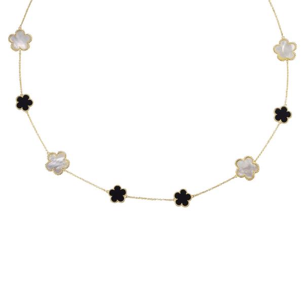 Mop and Onyx Flower Necklace