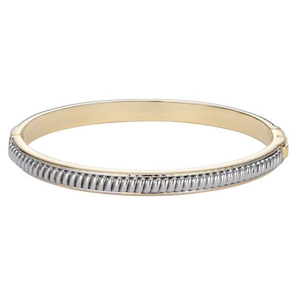Two Tone Push Lock Bangle Bracelet