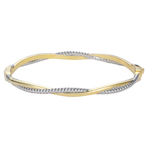 Two Tone Push Lock Bangle Bracelet
