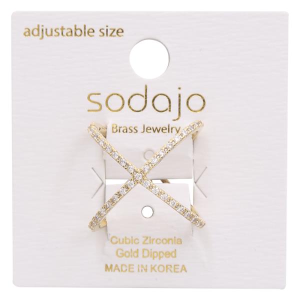 SODAJO CZ Star Cross Gold Dipped Adjustable Ring