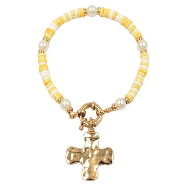 Hammer Cross Charm Beaded Toggle Bracelet