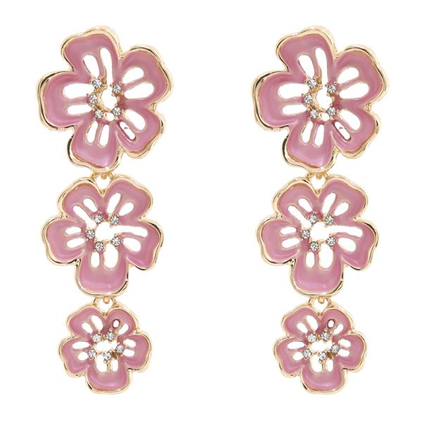Enamel Flower Link Drop Earring