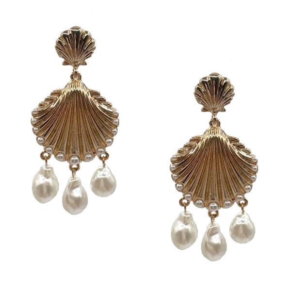 Shell Drop Pearl Earring