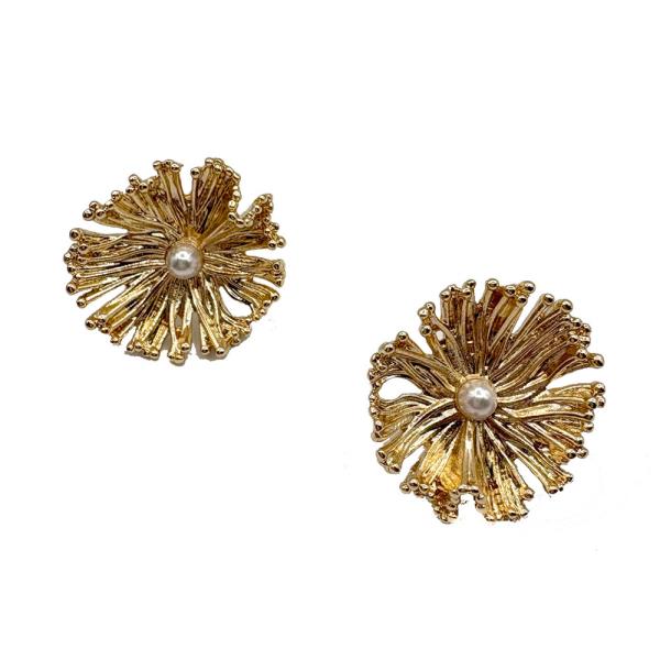 Gold Flower Post Earring