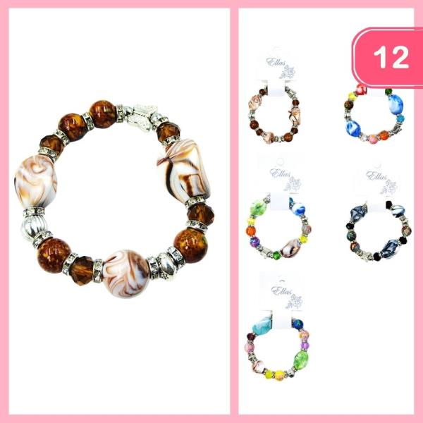 Rhinestone Beaded Stone Bracelet (12 Units)