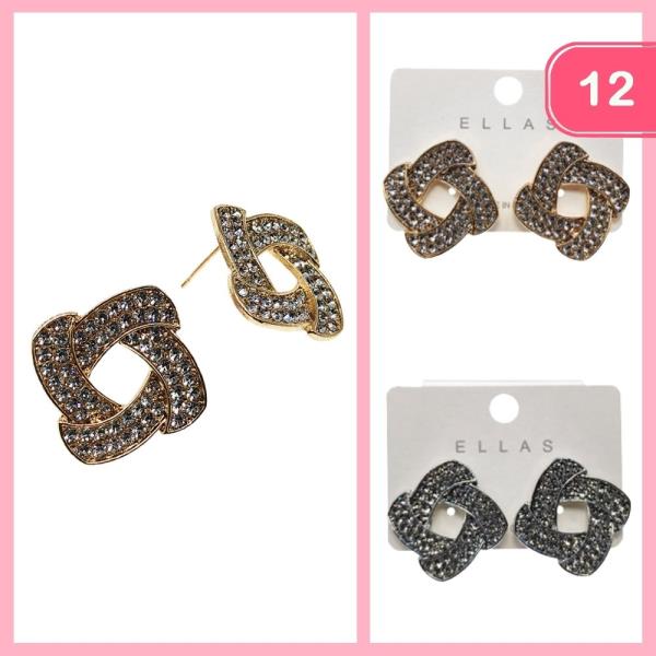 Rhinestone Square Post Earring (12 Units)