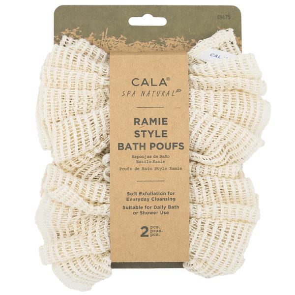 CALA 2PC SPA NATURAL RAMIE STYLE BATH POUFS SET