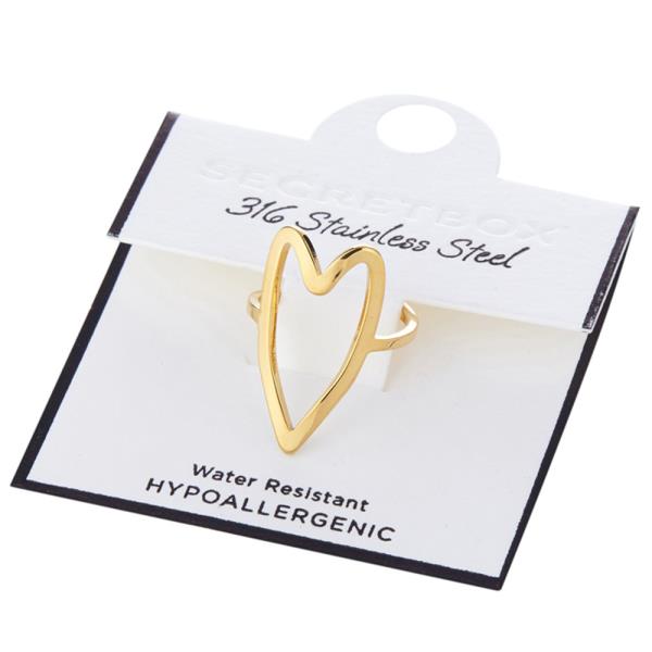 SECRET BOX Stainless Steel Heart Adjustable Ring