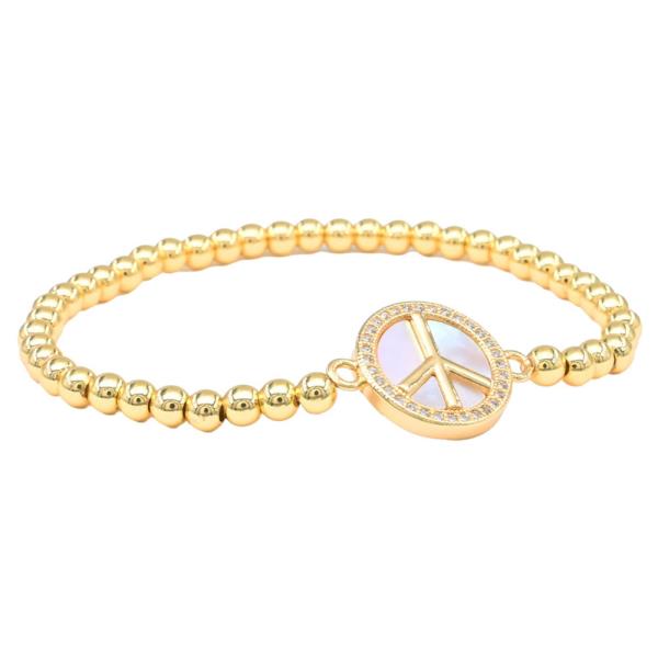 Peace Pendant Stainless Steel Stretch Bracelet