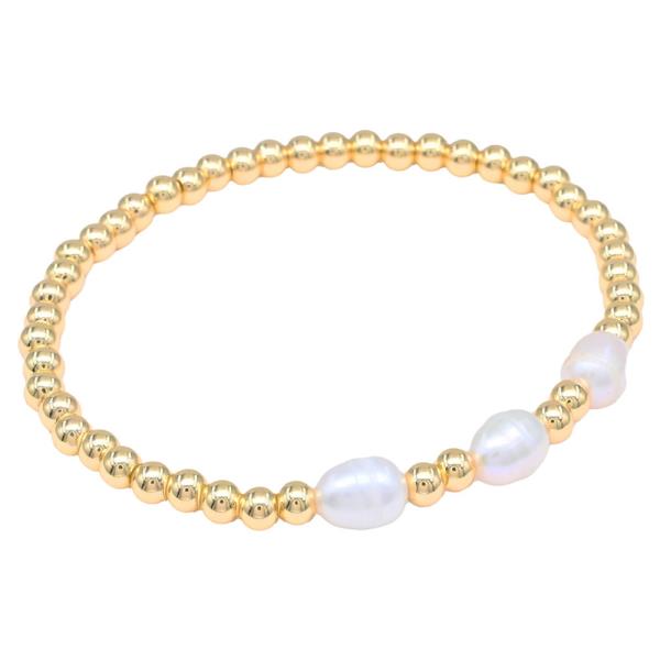 Stainless Steel Ball Fresh Water Pearl Bracelet