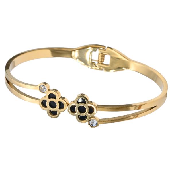 Flower Stainless Steel Bangle Bracelet