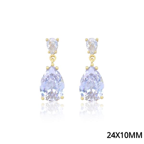 CZ Teardrop Post Dangle Earring