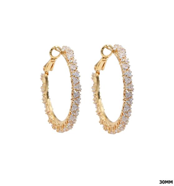 CZ OMEGA BACK HOOP EARRING