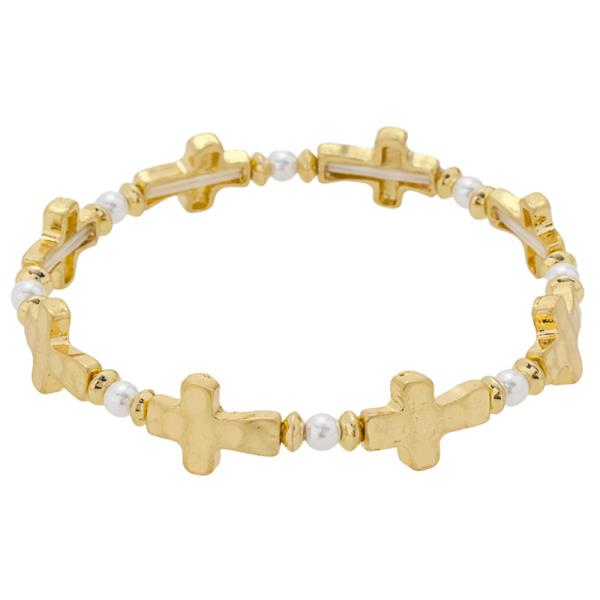 Cross Pearl Station Bracelet