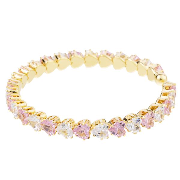 CZ 6mm Heart Stone Cuff Bracelet
