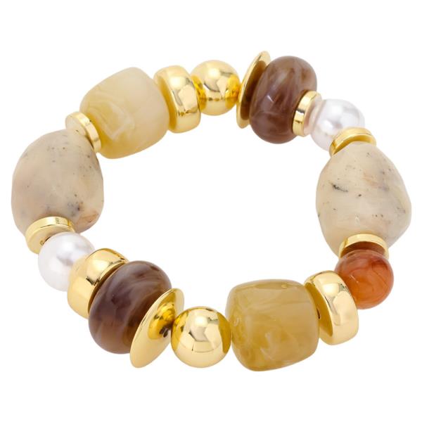 MARBLED BEAD PEARL BRACELET