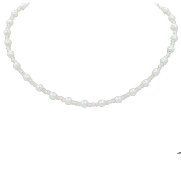 Pearl W Seed Beads Necklace