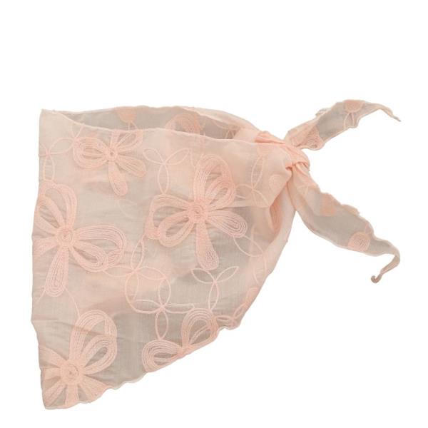 Sheer Flower Embroidered Head Scarf