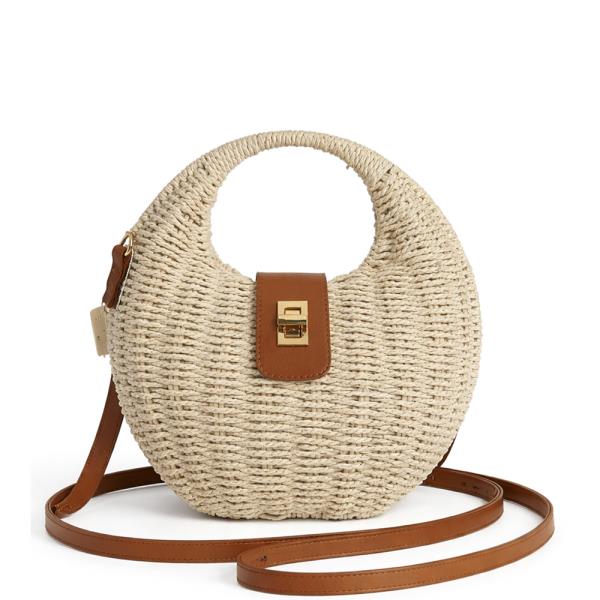ROUND WOVEN STRAW CROSSBODY BAG